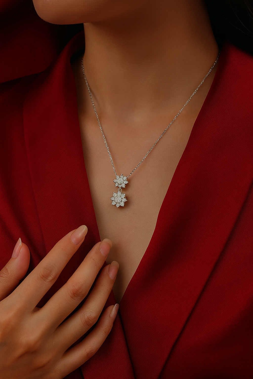 rivona lily rivona lily – silver moissanite necklace with elegant bloom design, inspired by your own blossoming