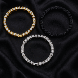 tin alloy gold iced bracelet – bold men’s hip hop chain for street style & rock vibes