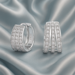 marchia moissanite earrings – top quality s925 silver platinum plated studs | fashionable sparkling design tested with a diamond pen