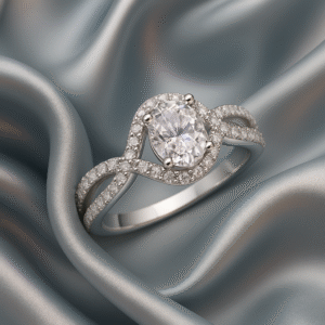 alice – a luxurious ring set with top quality moissanite, crafted from s925 sterling silver with platinum plating, and compatible with a diamond tester
