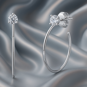 serena moissanite earrings – top quality s925 silver platinum plated studs | elegant trendy design tested with a diamond pen