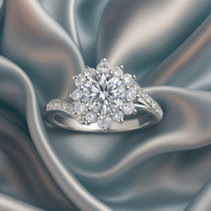bloom of light – hidden poetry moissanite ring | 1 carat brilliant cut, s925 silver, platinum finish, diamond test certified
